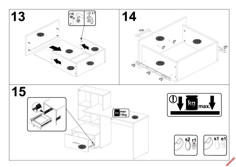 Biurko GROSSO Dąb Złoty/Biały