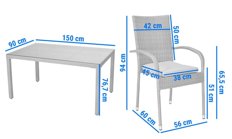 Zestaw Ogrodowy MALAGA Stół I 6 Krzeseł Szary