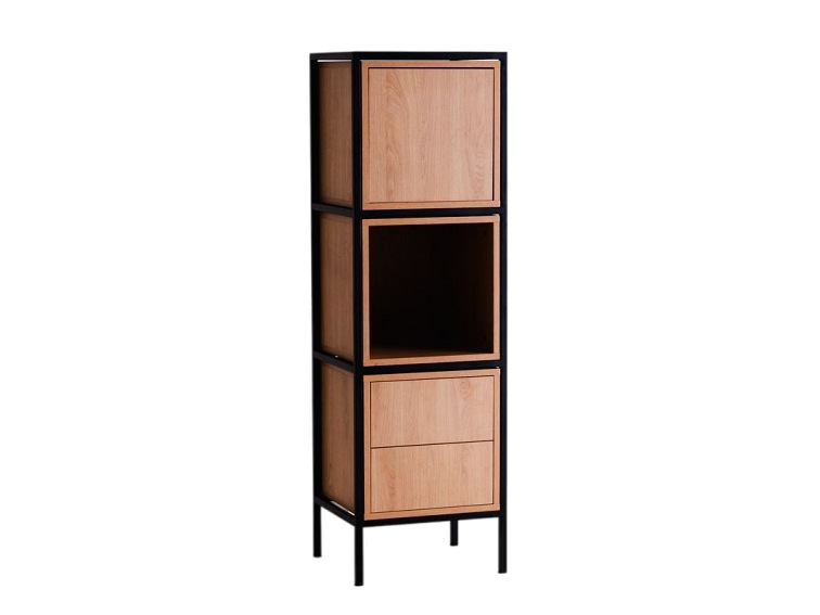 Regał Skap 1R3 Mix 45x40x145 Dąb/Czarny