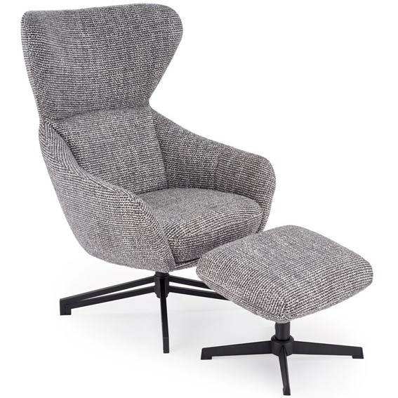 Fotel Wypoczynkowy FREDY z Podnóżkiem Popielaty