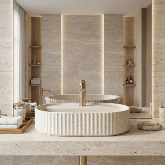 Umywalka Nablatowa MARCELA 60 VANILLA Beżowy