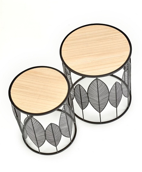 Zestaw 2 Ław FOLLA fi40 fi33 Czarny/Dąb