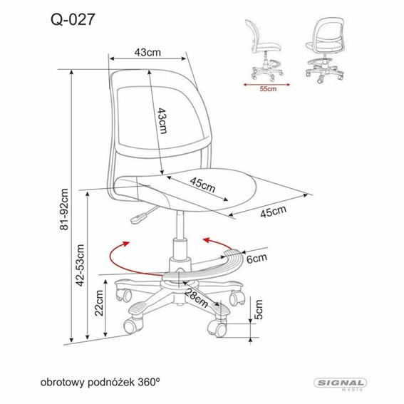 Fotel Obrotowy Q-027 Szary