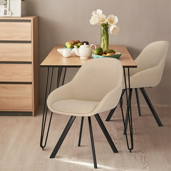 Krzesło NELS Czarne Nogi Beżowy