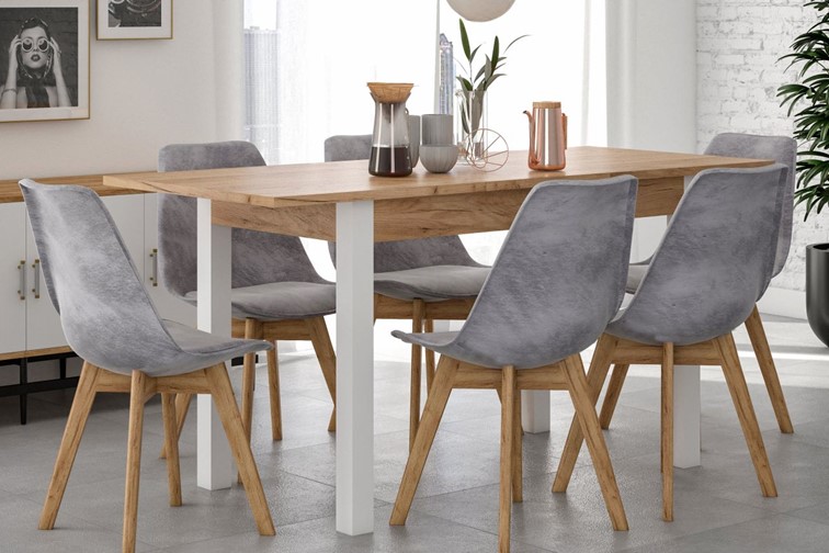 Stół Rozkładany ST22-FX (120-160)x67 Dąb Złoty Craft/Biały