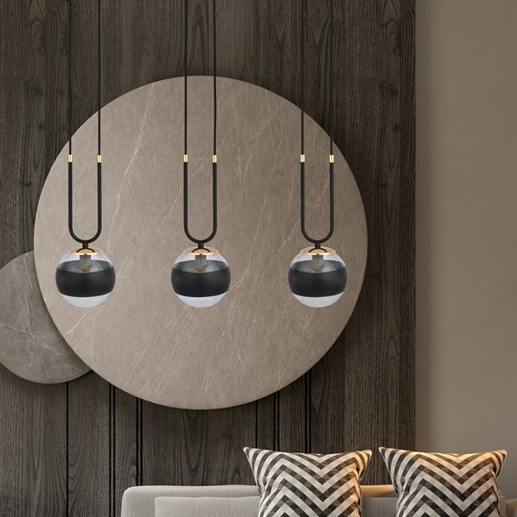 Lampa Wisząca GLAM 3 STRIPE Czarny