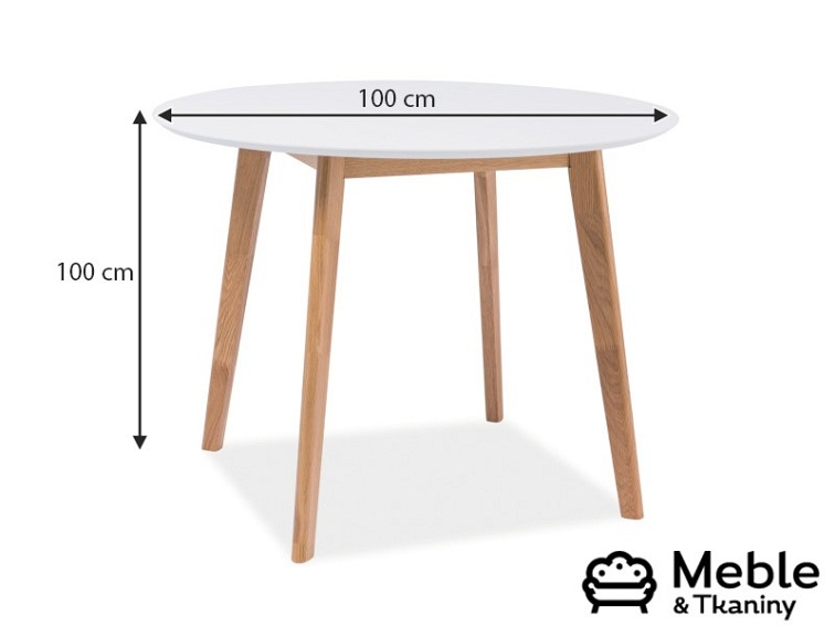 Stół Okrągły MOSSO II fi100 Biały/Dąb