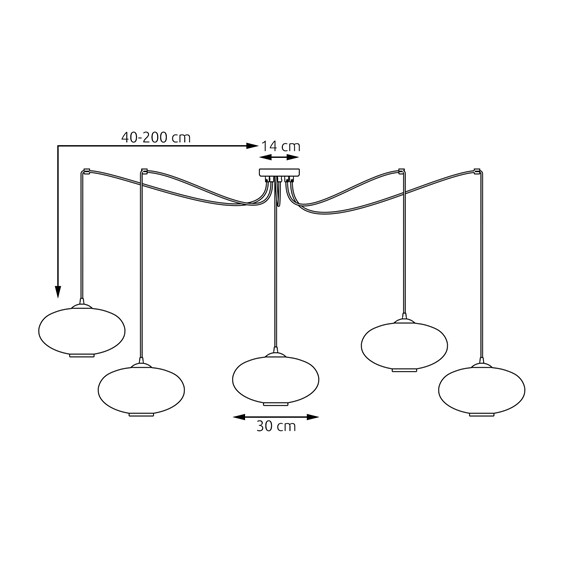 Lampa Wisząca ORIGO 5 Czarny/Grafitowy
