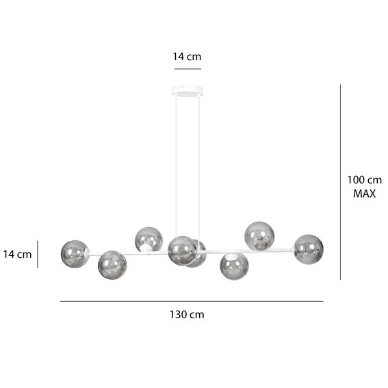 Lampa Wisząca ROSSI 8 Biały/Grafitowy