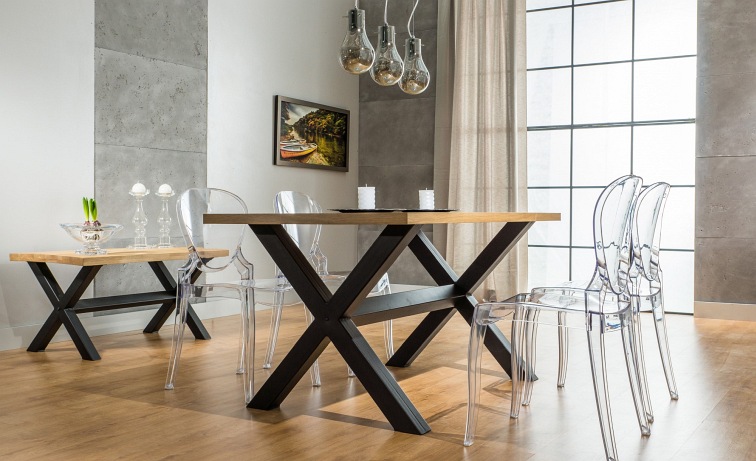 Stół XAVIERO 150x90 Okleina Czarny/Naturalny