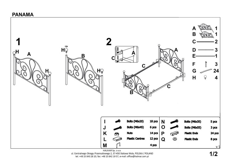 PANAMA 120 cm łóżko metalowe biały