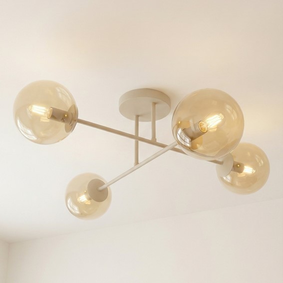 Lampa Sufitowa ROMA 4 Beżowy/Bursztynowy