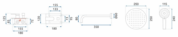 Zestaw Natryskowy Podtynkowy VERSO + Box Złoty Szczotkowany
