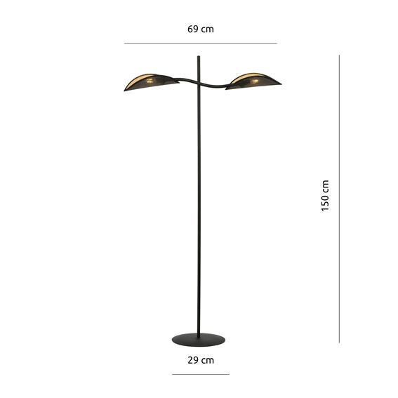 Lampa Podłogowa LOTUS LP2 Czarny/Złoty
