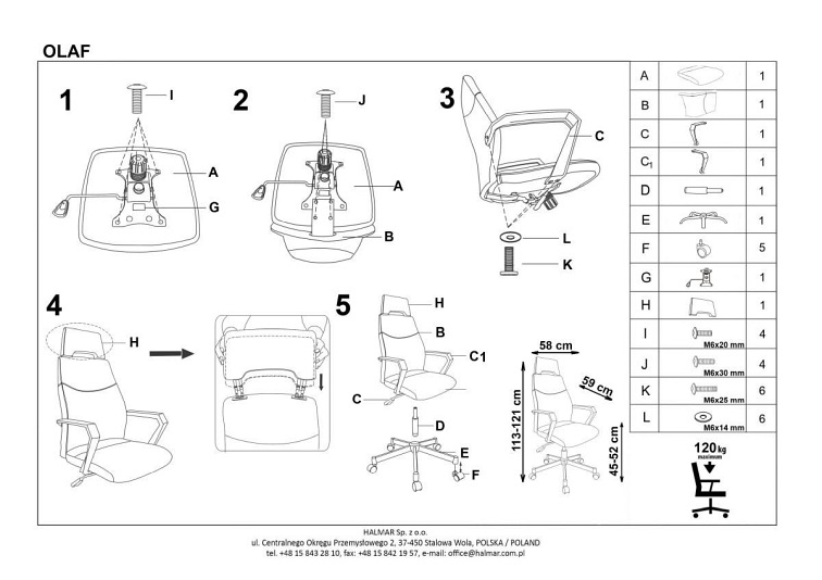 OLAF fotel pracowniczy popielato-czarny