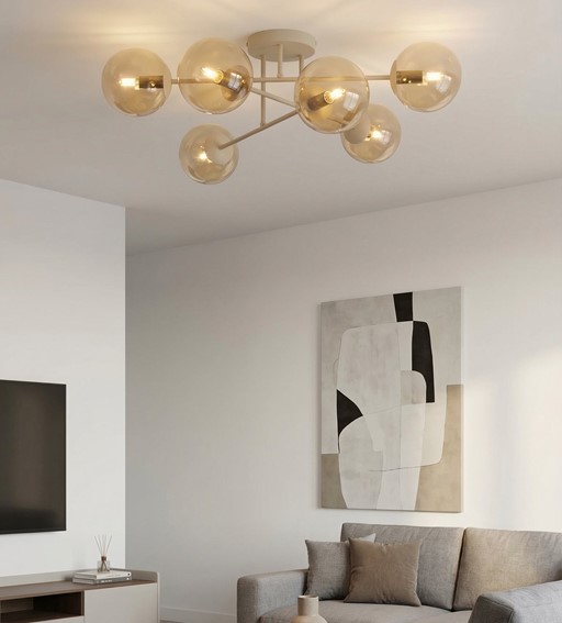 Lampa Sufitowa ROMA 6 Beżowy/Bursztynowy