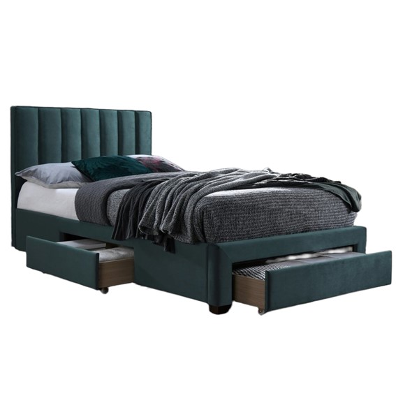 Łóżko GRACE z Szufladami 120x200 cm Ciemny Zielony