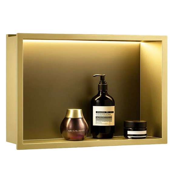 Półka Łazienkowa Wnękowa 30x45cm Złoty Szczotkowany