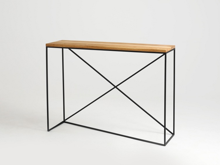 Konsola MEMO SOLID WOOD 100x30 Dąb/Czarny