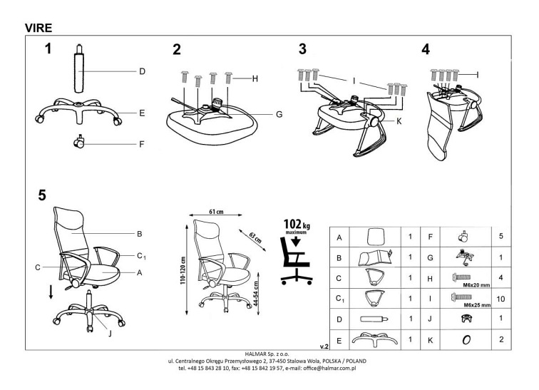 Fotel Pracowniczy VIRE Popiel