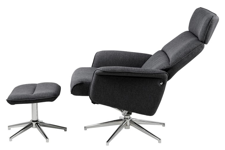 Fotel ALURA z Podnóżkiem Ciemny Szary