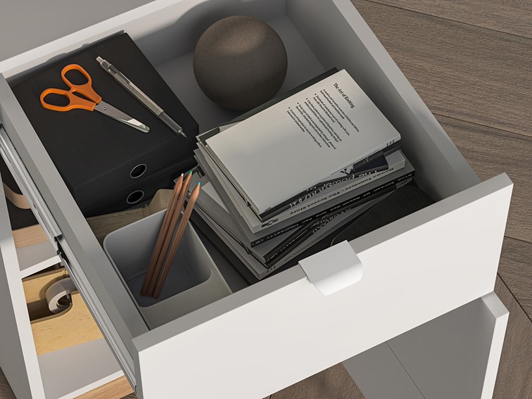 Biurko TORINO 08 Biały Alpejski/Castello Miodowy/Grafit Mat