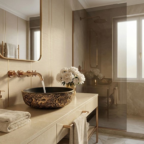 Umywalka Nablatowa BABILON Złoty