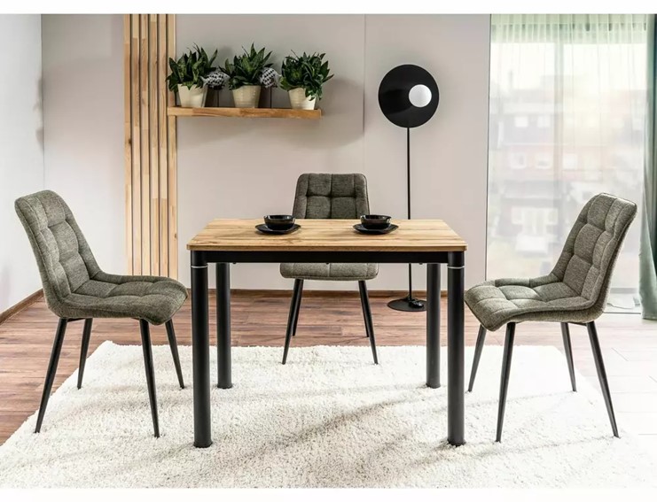 Stół DAMAR 80x60 Dąb Artisan/Czarny Mat