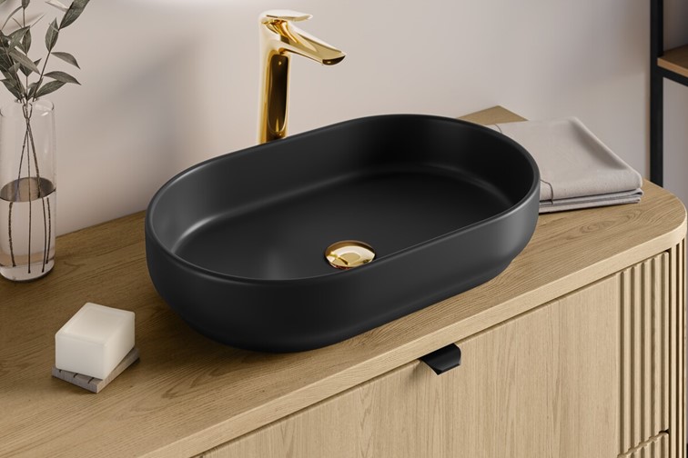 Umywalka Nablatowa RIVER Czarny Mat