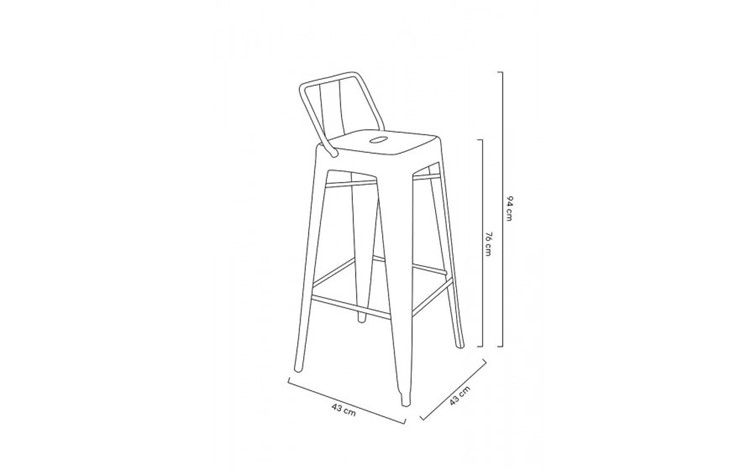 Krzesło Barowe TOWER BACK 76 Szary