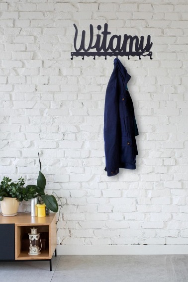 Wieszak Ścienny Witamy 4x52x23 Czarny