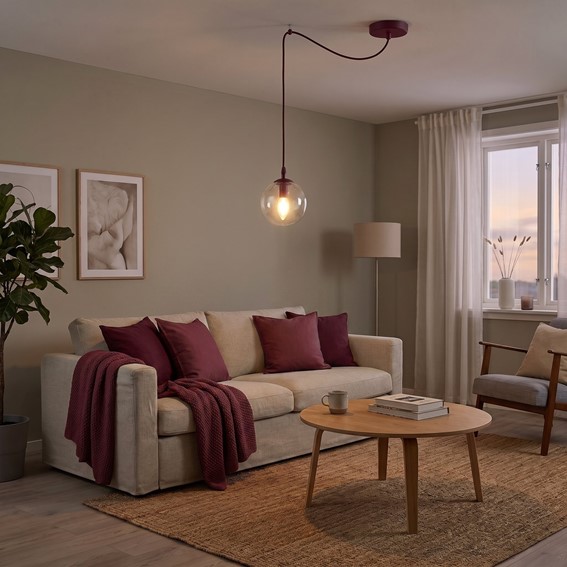 Lampa Wisząca GIGI 1 Burgundowy/Transparentny