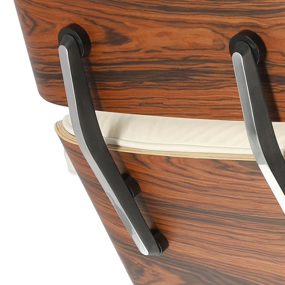 Fotel z Podnóżkiem VIP 54x82x85 Biały/Rosewood/Srebrna Baza