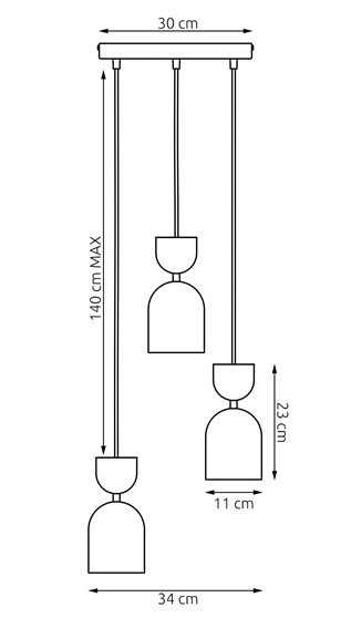 Lampa Wisząca GAUDI 3PREM Czarny/Burgundowy