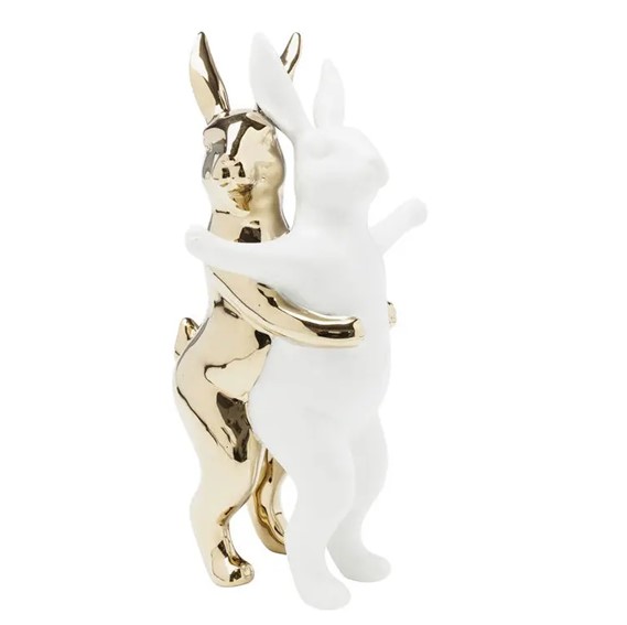 Figurka Dekoracyjna HUGGING RABBITS Biało-Złota