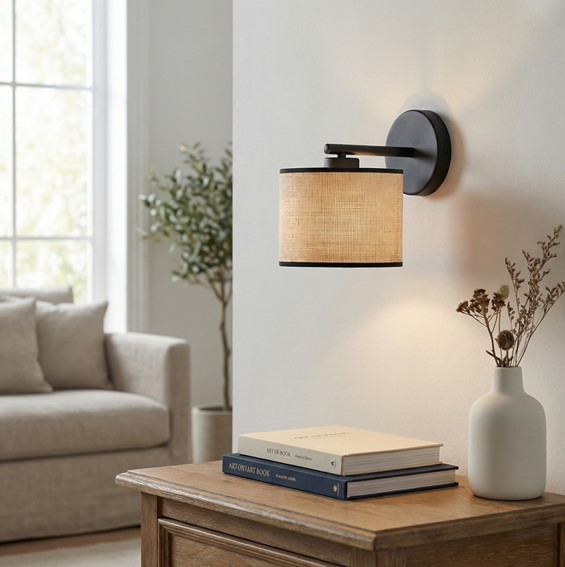 Kinkiet ECO K1 Czarny/Rattan