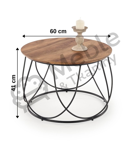 Ława NUBIRA fi60 Orzech/Czarny