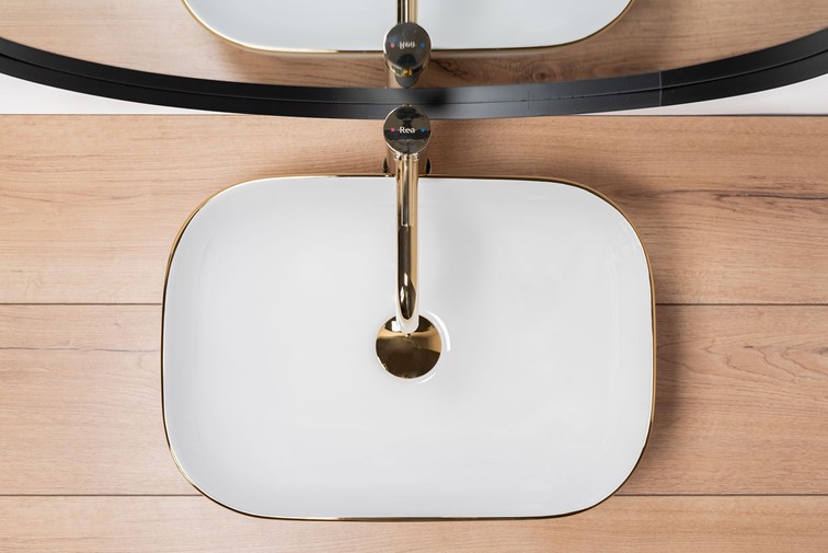 Umywalka Nablatowa BELINDA GOLD EDGE Biały