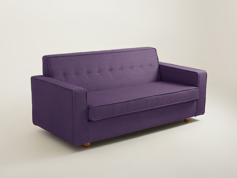 Sofa Rozkładana 2 os. Zugo 178x84x80 Śliwkowy/Orzech