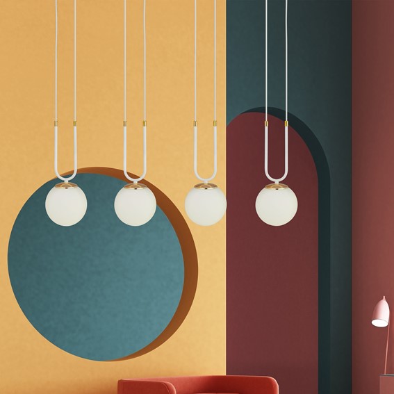 Lampa Wisząca GLAM 4 Biały/Opal