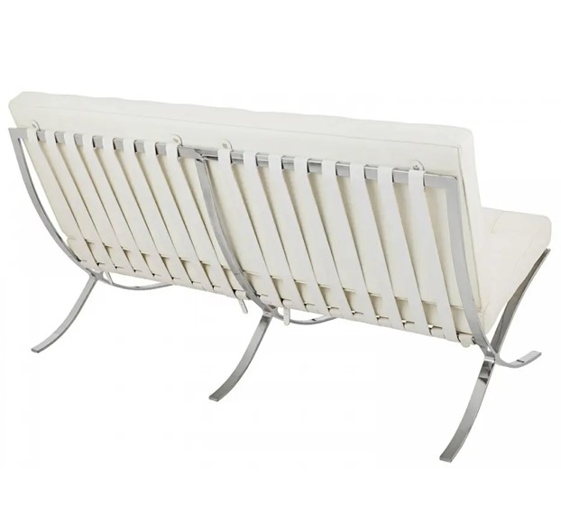 Sofa BARCELON Trzyosobowa Biała/Włoska Skóra Naturalna/Chrom