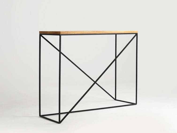 Konsola MEMO SOLID WOOD 100x30 Dąb/Czarny