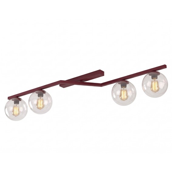 Lampa Sufitowa NATON 4 Burgundowy/Transparentny