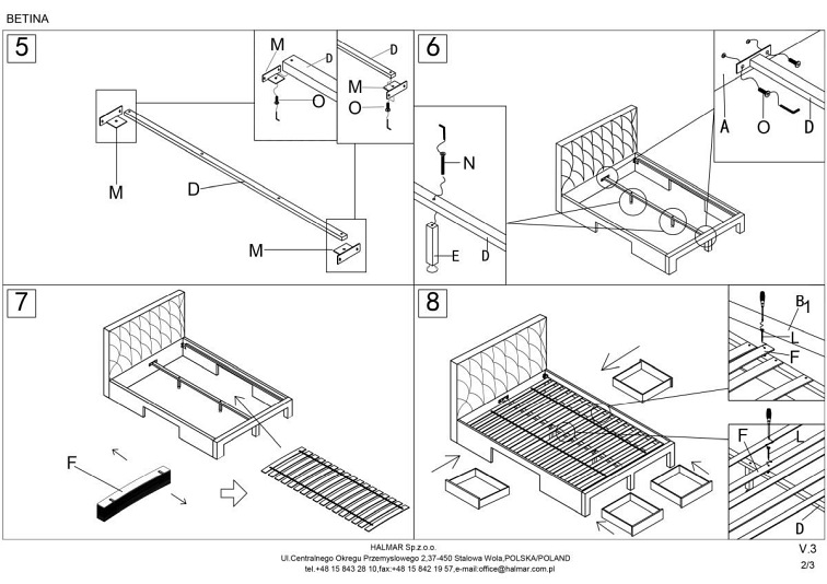 Łożko BETINA 160x200 z szufladami popielate