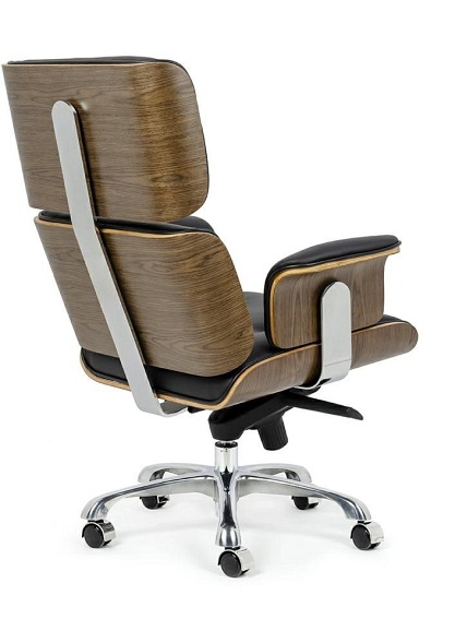 Fotel biurowy LOUNGE BUSINESS Czarny Orzech Skóra Naturalna