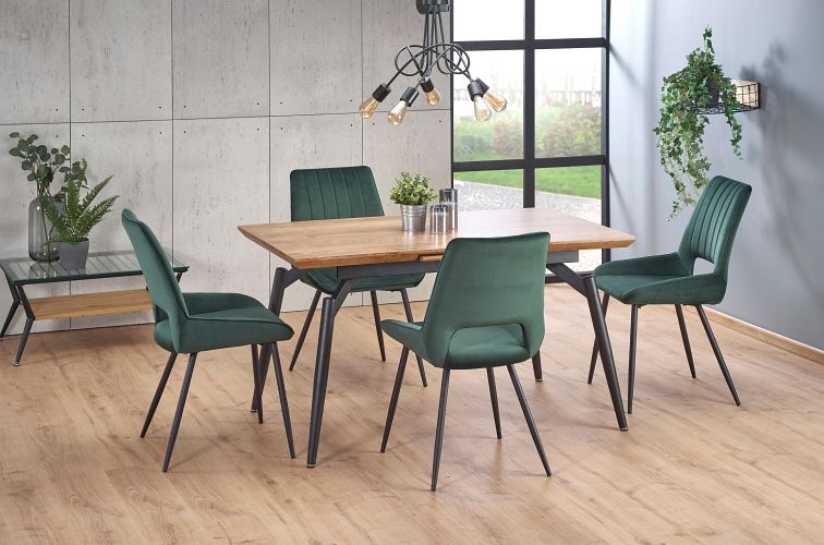 Stół Rozkładany CAMBELL (140-180)x80 Czarny/Dąb Naturalny