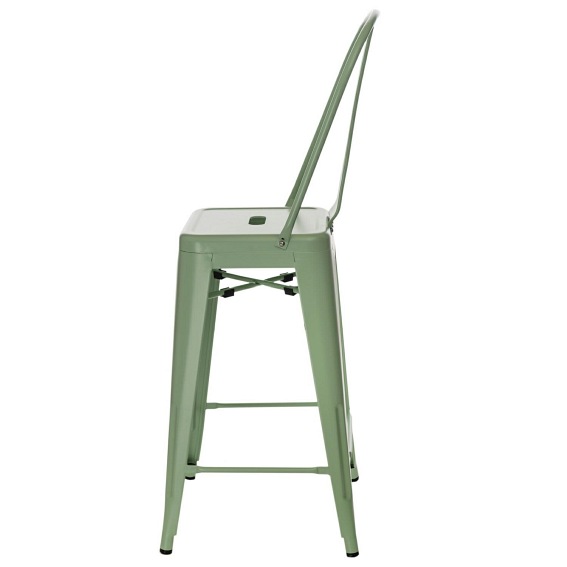 Stołek Barowy PARIS Back Zielony Inspirowany Tolix