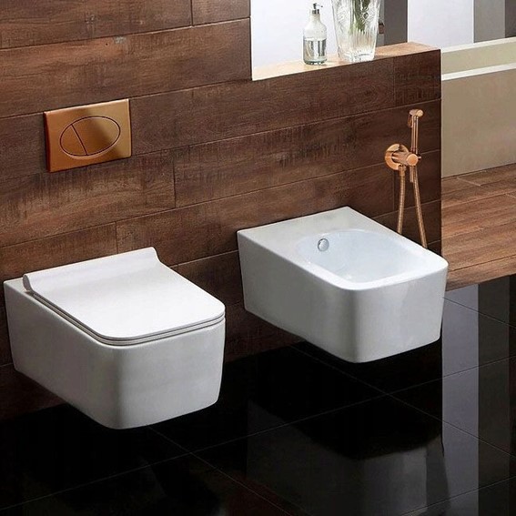 Bateria Bidetowa LUNGO LOOP Miedź Szczotkowana