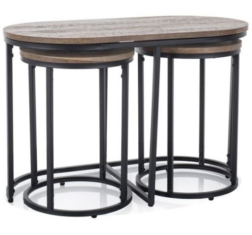 Ława TWIX fi32/fi32 40x75 Czarny/Orzech Vintage