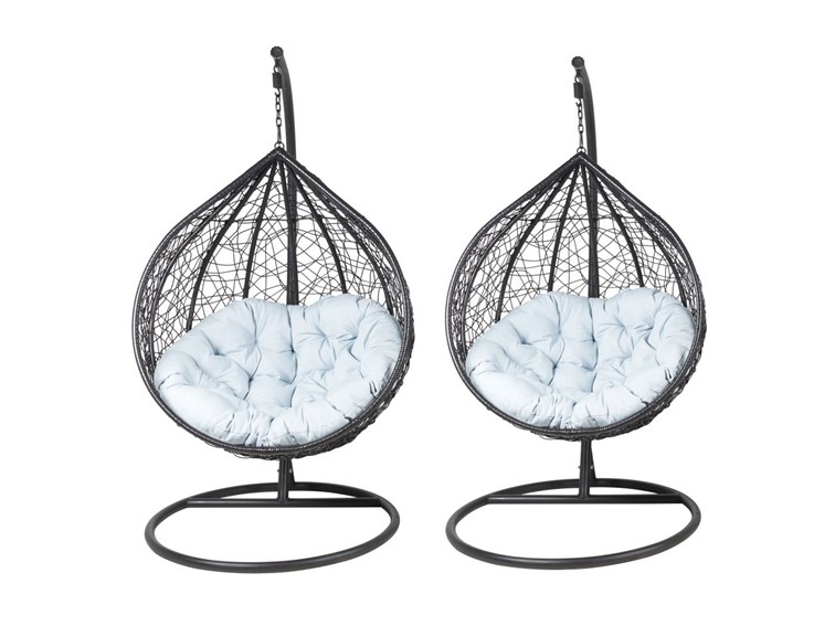 Zestaw 2 Foteli Ogrodowych F-03 L+XL Czarny/Szary